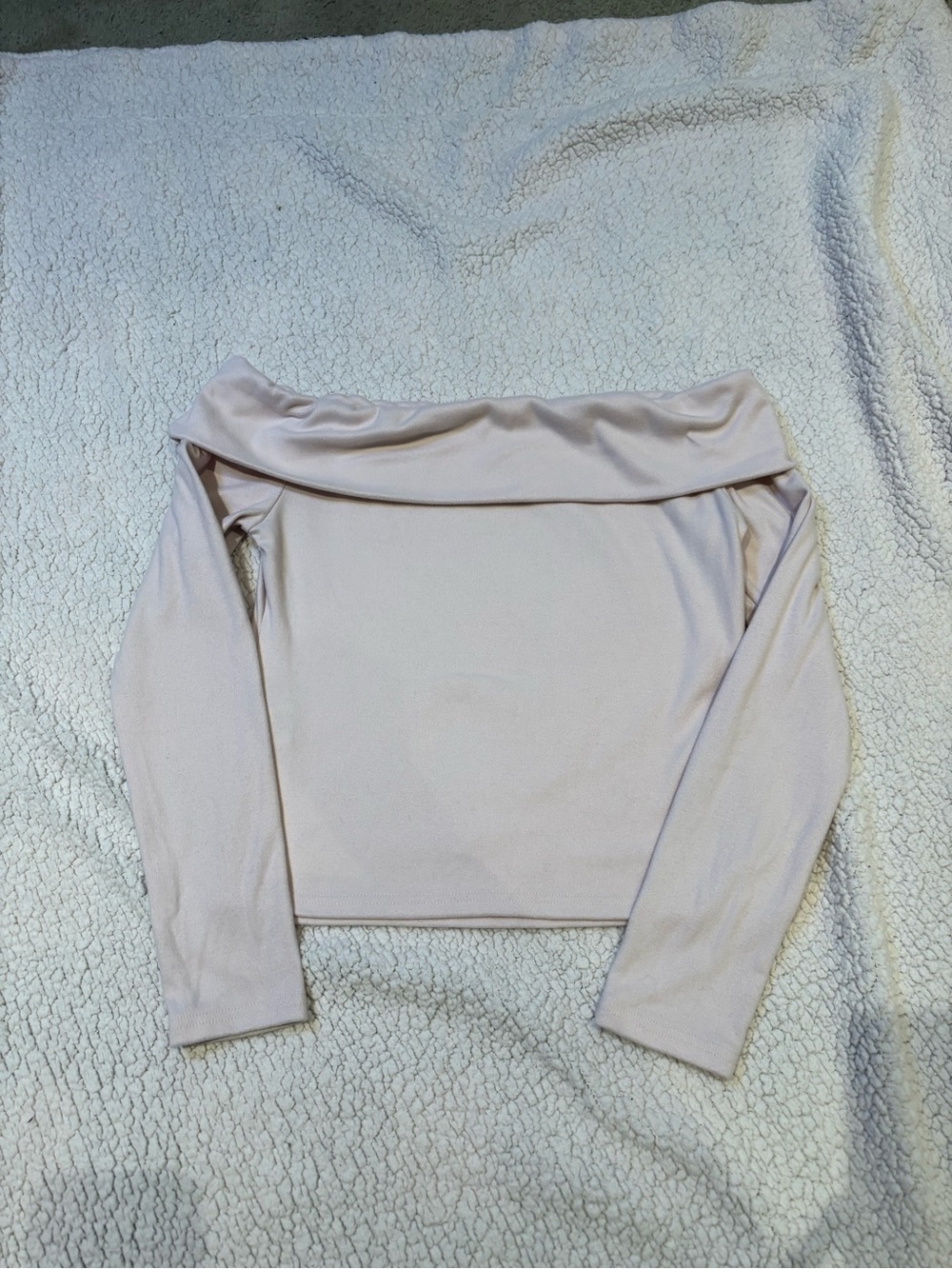 SHEIN Off-Shoulder Long Sleeve Top in Light Cream